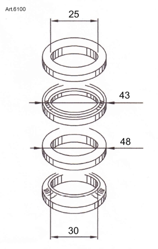 Vaso hexagonal pàra basculante 24mm x 1/2''D