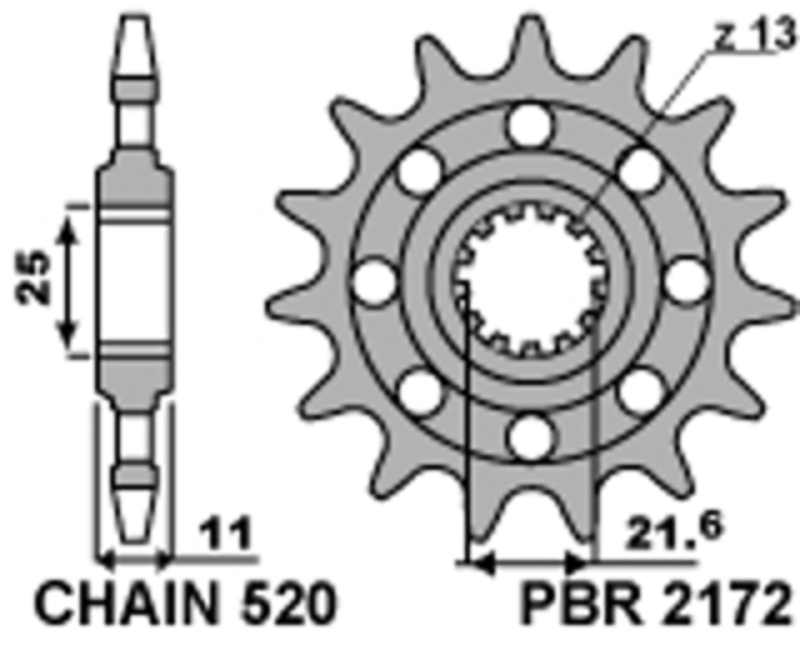 Piñón PBR acero estándar 2172 - 520