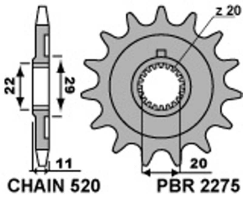 Piñón PBR acero estándar 2275 - 520