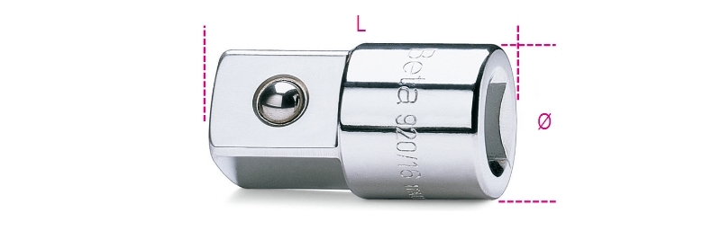 Llave de vaso BETA, cromada, con cuadradillo hembra de 1/2'' y macho de 3/4''