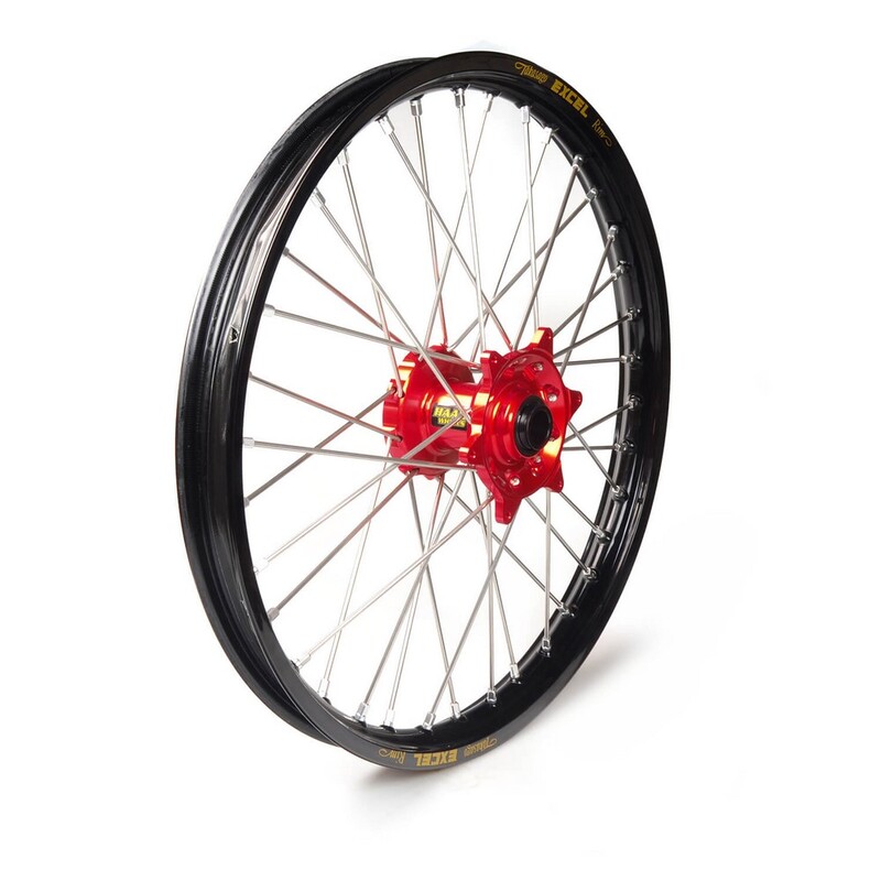 Rueda completa Haan Wheels aro negro 19-1,40 buje rojo 1 13014/3/6