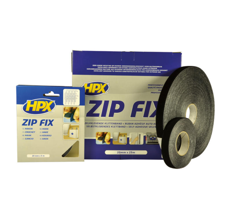 Cinta autoadhesiva de gancho Zip Fix HPX negro