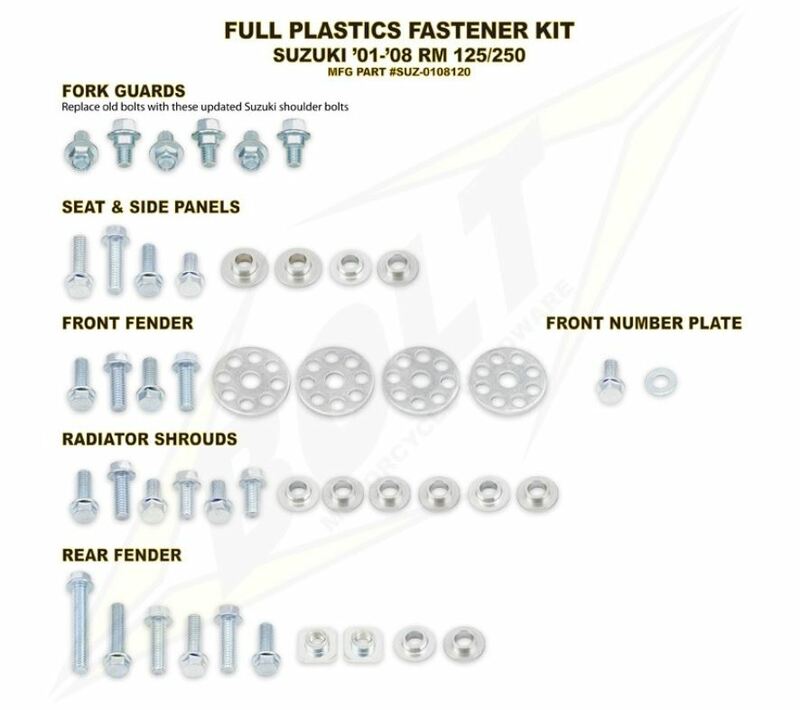 Kit tornillería de plástica BOLT Suzuki 01-08 RM125/250