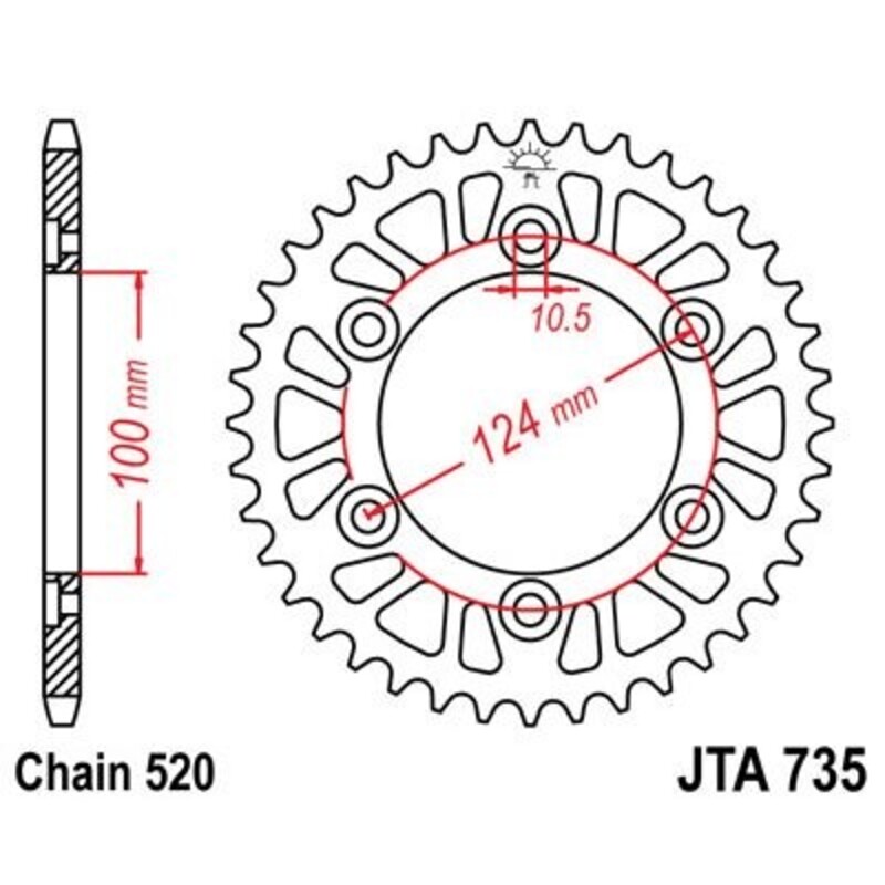 Corona JT 735 de aluminio con 37 dientes