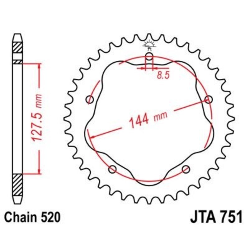 Corona JT 751 de aluminio con 43 dientes