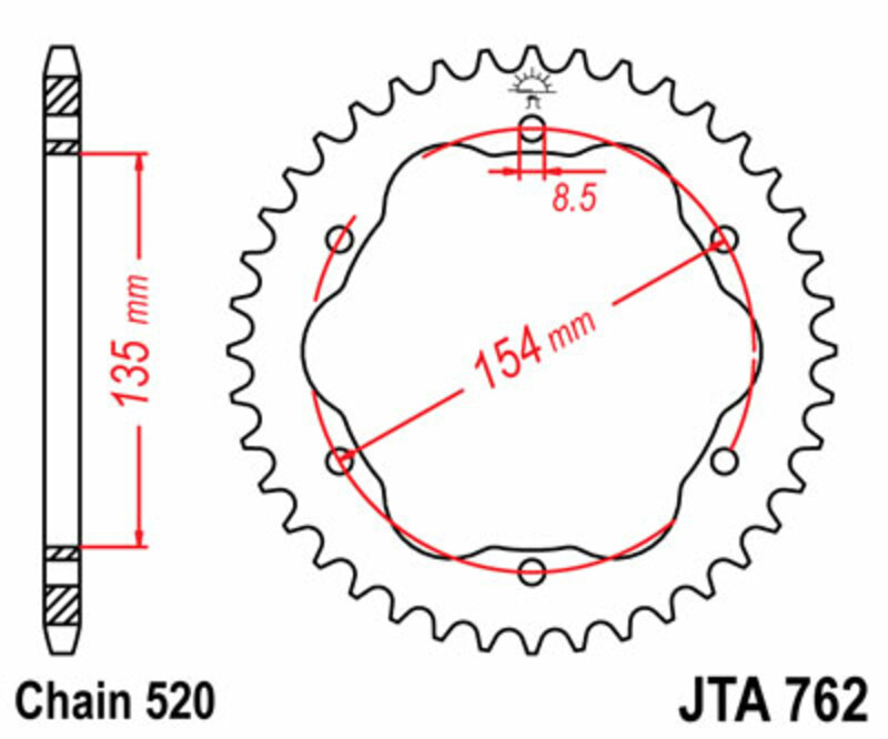 Corona JT SPROCKETS aluminio ultraligera 762 - Paso 520 - Requiere portacoronas JT SPROCKETS