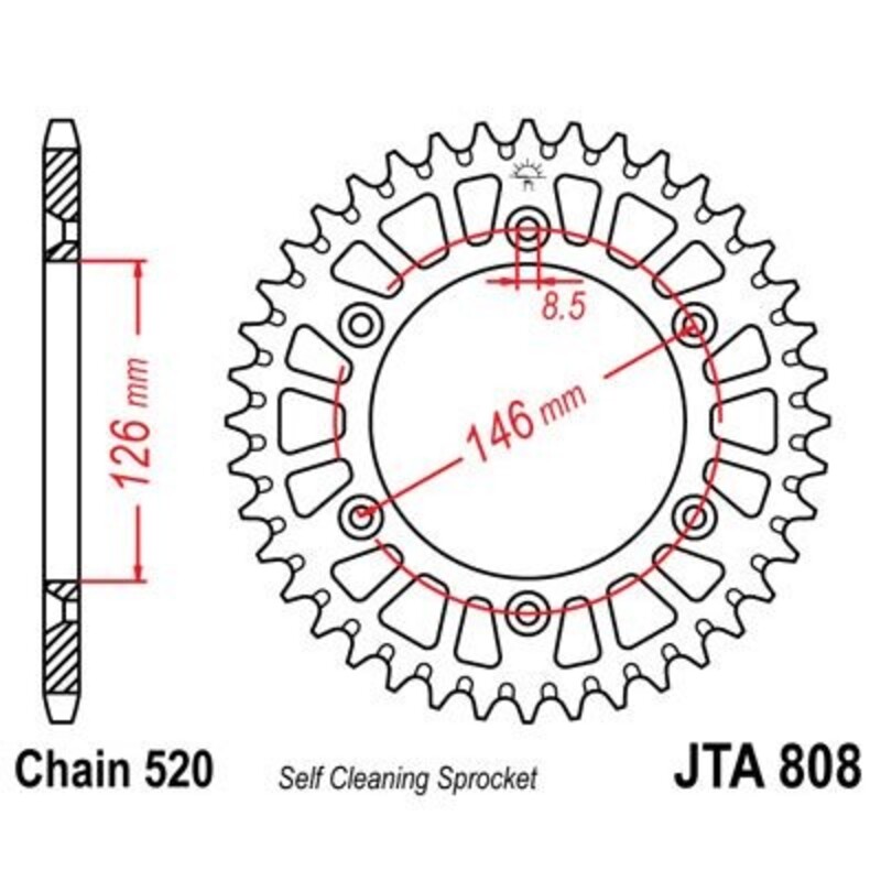 Corona JT 808 de aluminio con 53 dientes