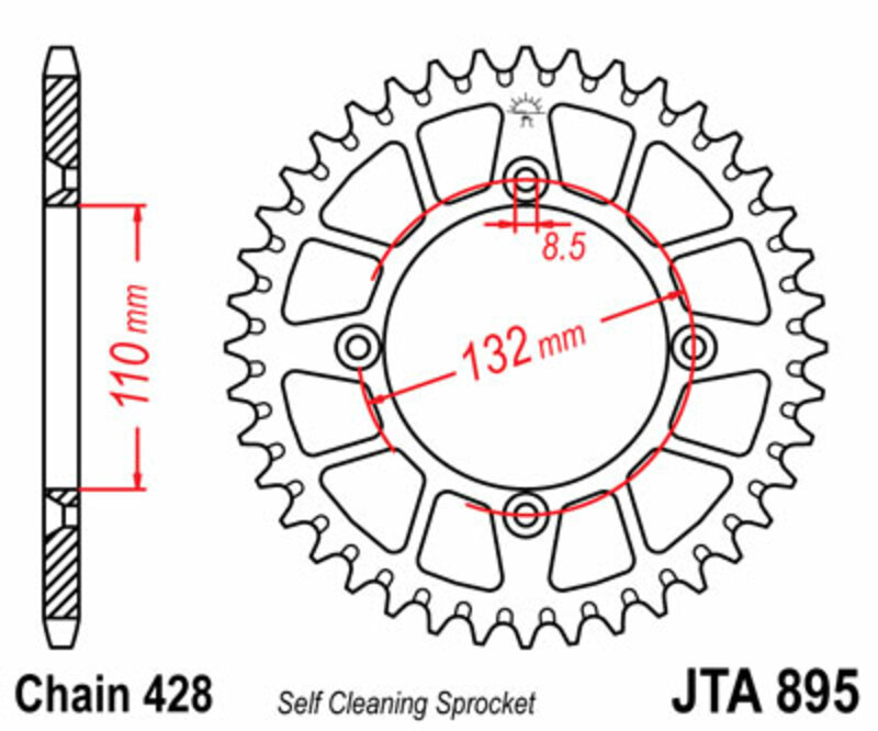Corona JT 895 de aluminio con 49 dientes