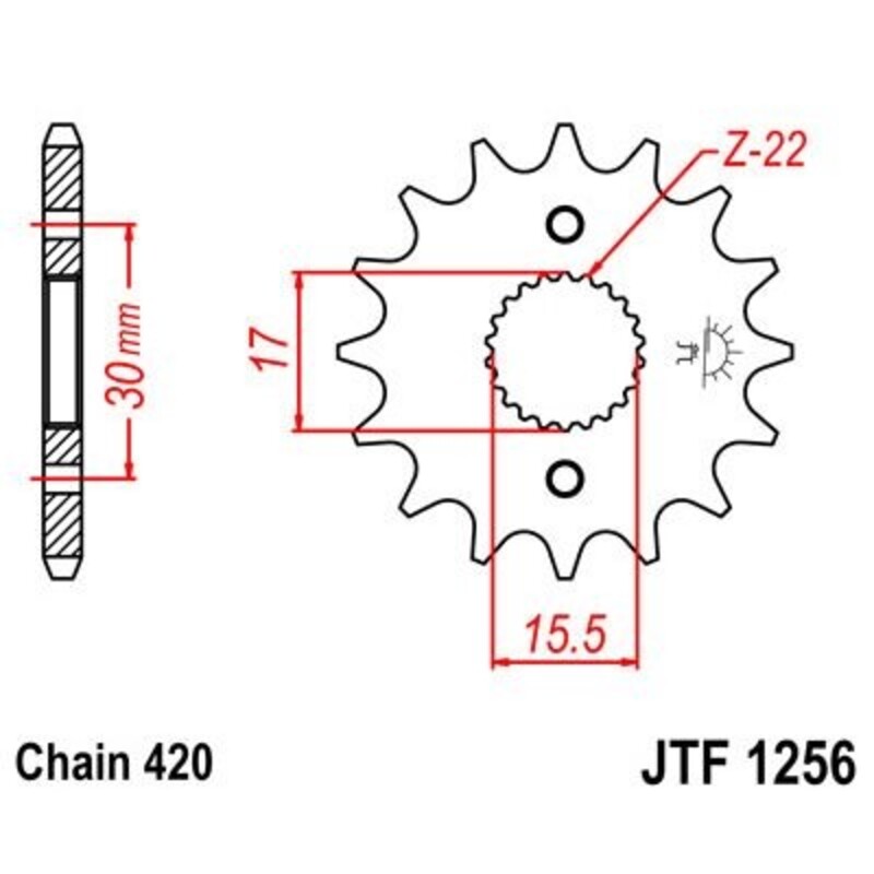 Piñon JT 1256 de acero con 13 dientes