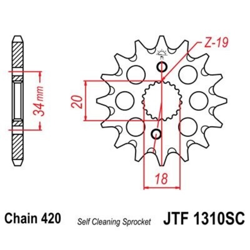 Piñón JT 1310SC autolimpiable de acero con 14 dientes