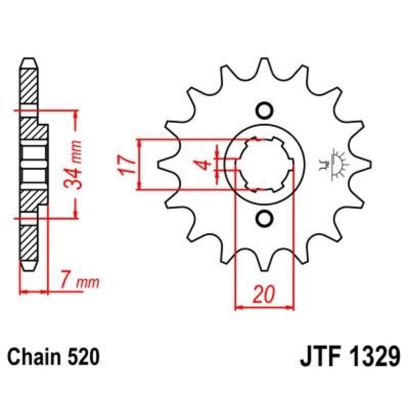 Piñon JT 1329 de acero con 12 dientes