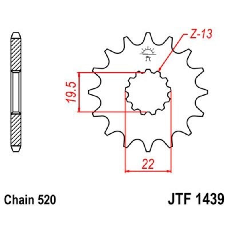 Piñon JT 1439 de acero con 13 dientes