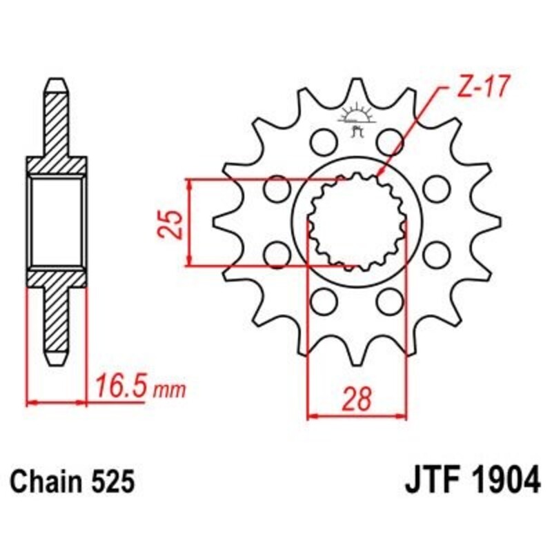 Piñón con goma anti-ruido JT SPROCKETS acero 1904 - 525