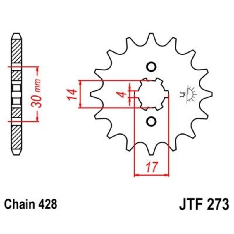 Piñon JT 273 de acero con 14 dientes