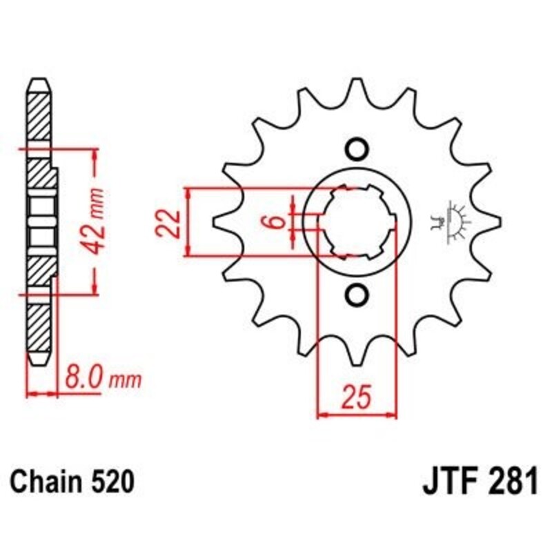 Piñon JT 281 de acero con 13 dientes