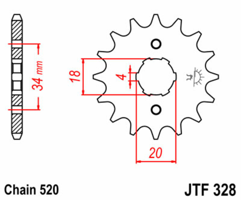 Piñón JT SPROCKETS acero estándar 328 - Paso 520