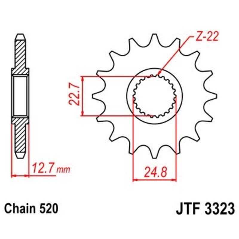 Piñon JT 3323 de acero con 24 dientes
