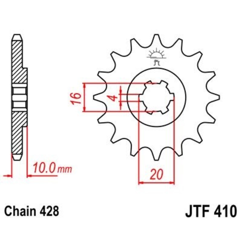 Piñon JT 410 de acero con 13 dientes