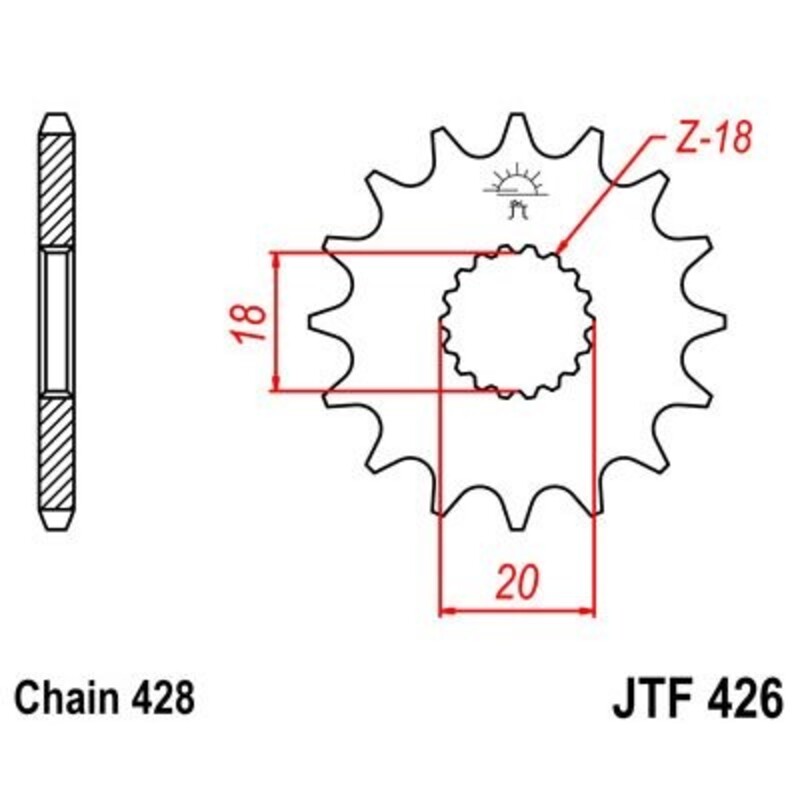 Piñon JT 426 de acero con 15 dientes