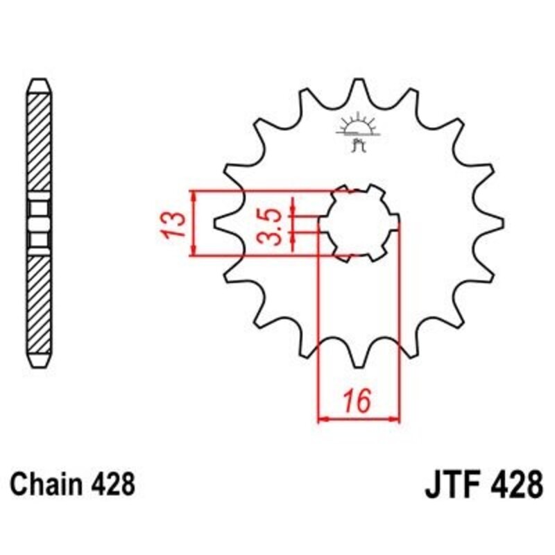 Piñón JT 428 de acero con 15 dientes