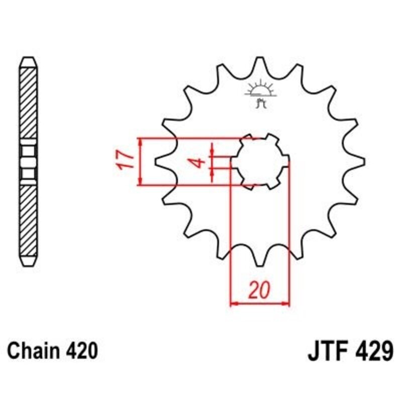 Piñon JT 429 de acero con 12 dientes