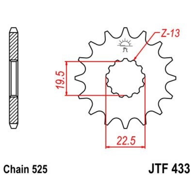 Piñon JT 433 de acero con 15 dientes