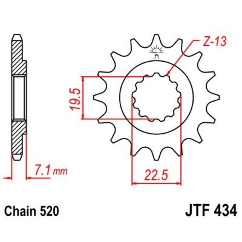 Piñon JT 434 de acero con 13 dientes