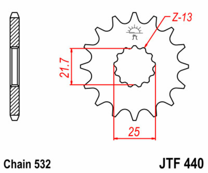 Piñón JT SPROCKETS acero estándar 440 - Paso 532