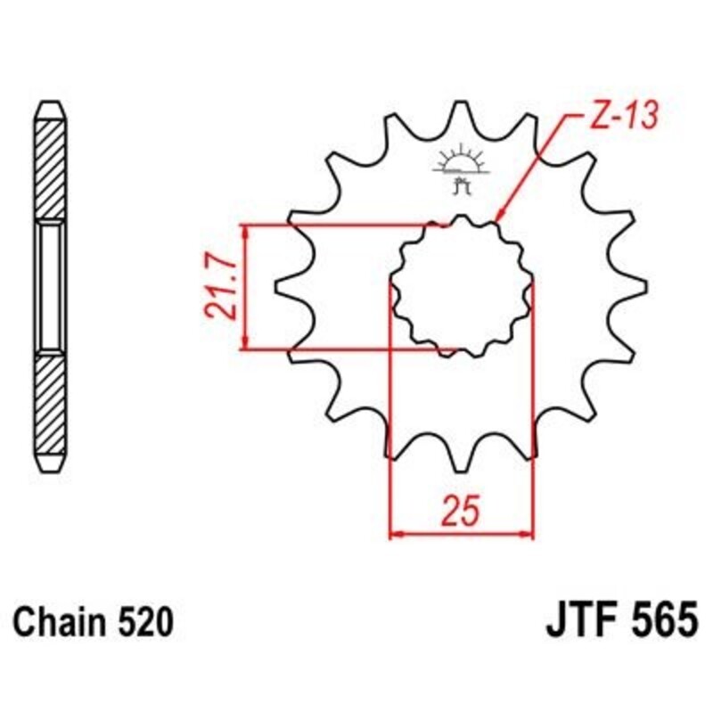Piñón JT 565 de acero con 13 dientes