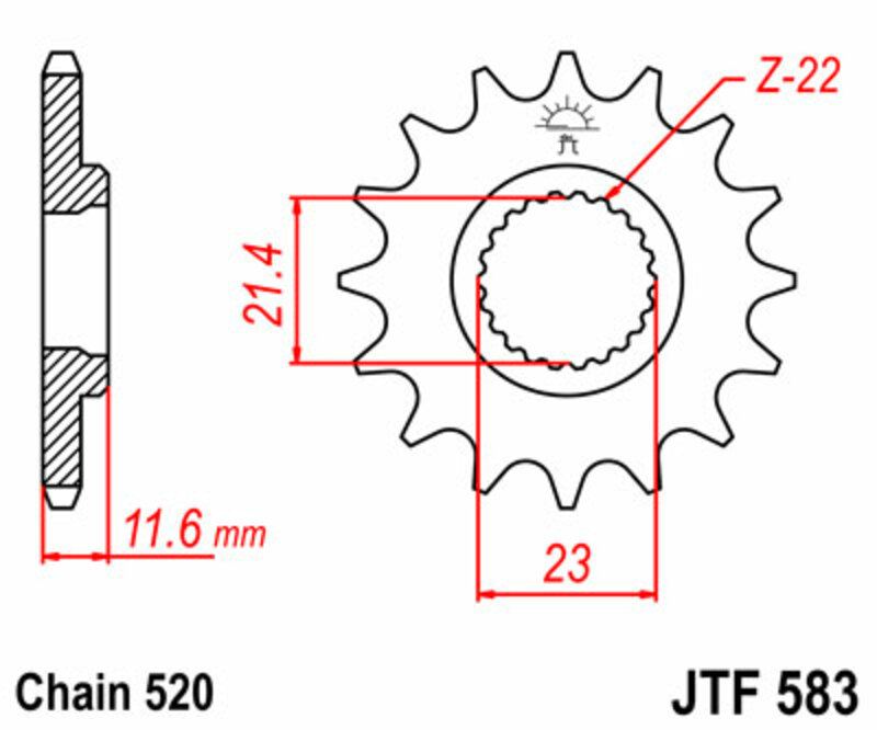Piñon JT 583 de acero con 14 dientes