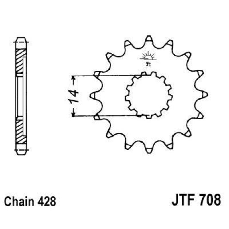 Piñon JT 708 de acero con 15 dientes