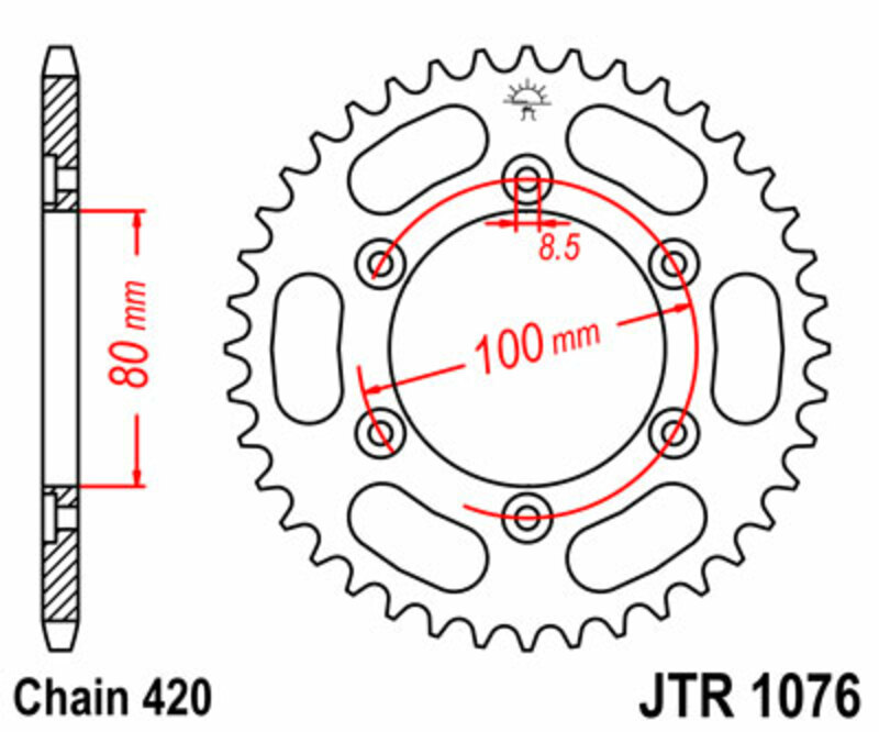 Corona JT SPROCKETS acero estándar 1076 - Paso 420
