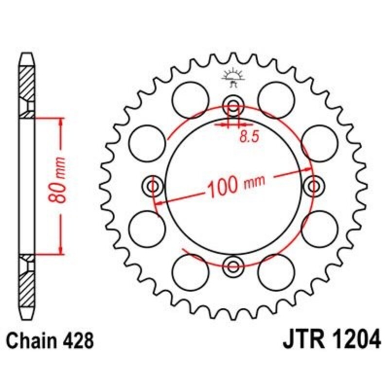 Corona JT 1204 de acero con 49 dientes
