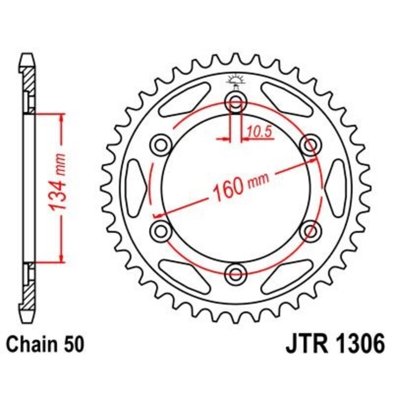 Corona JT 1306 de acero con 41 dientes
