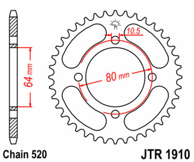 Corona JT SPROCKETS acero estándar 1910 - Paso 520
