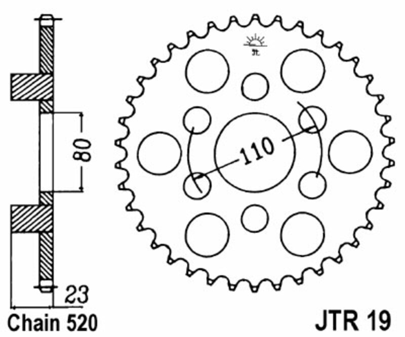 Corona JT SPROCKETS acero estándar 19 - Paso 520