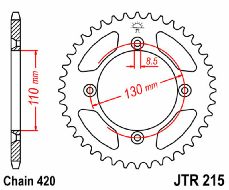 Corona JT 215 de acero con 55 dientes