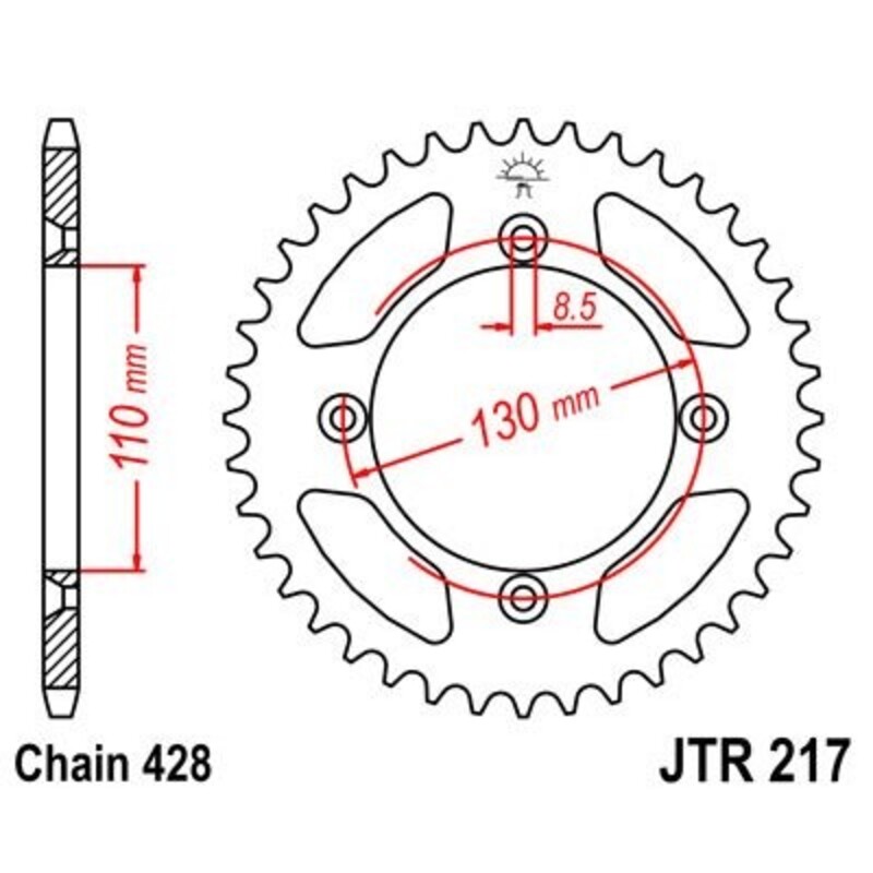 Corona JT SPROCKETS acero estándar 217- Paso 428