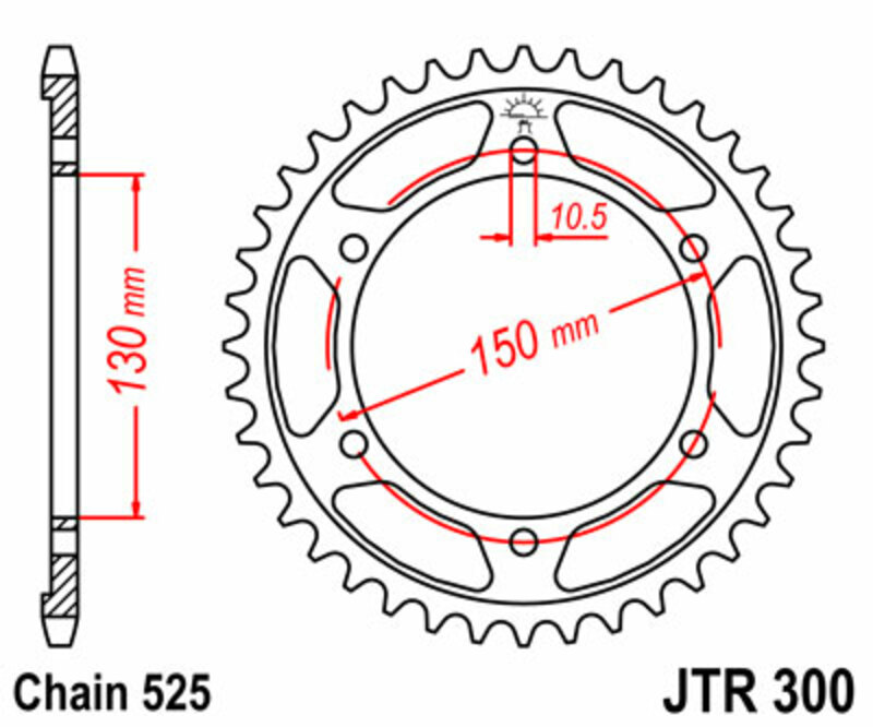 Corona JT 300 de acero con 48 dientes