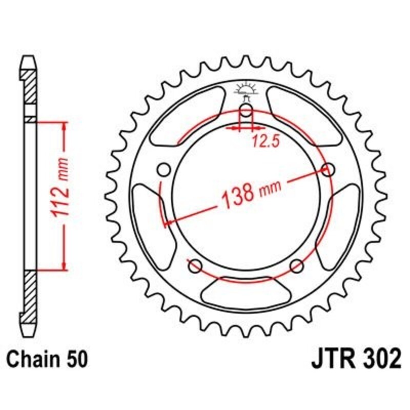 Corona JT 302 de zinc negro con 44 dientes