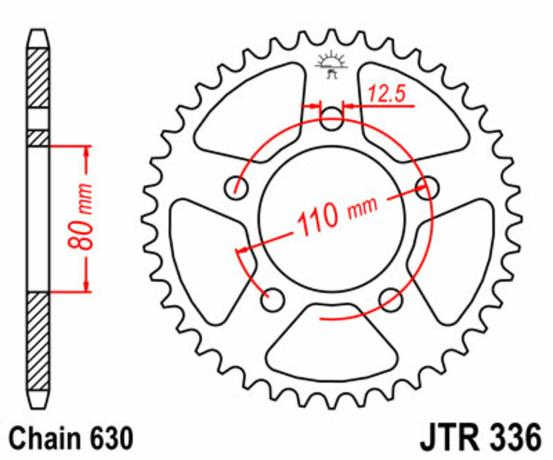Corona JT 336 de acero con 35 dientes