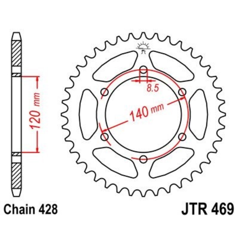 Corona JT 469 de acero con 44 dientes