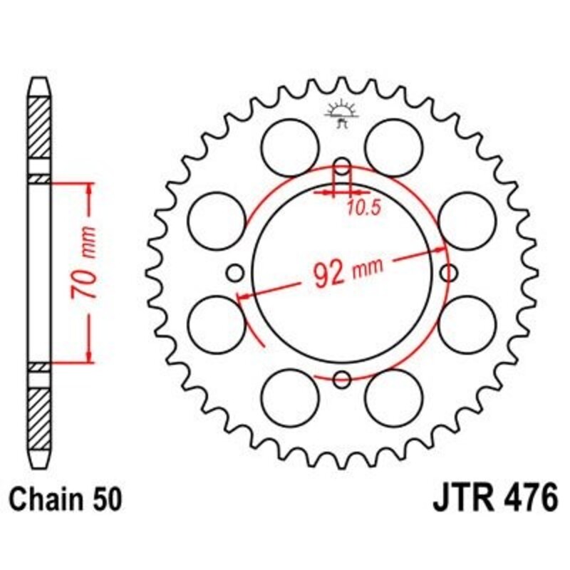 Corona JT 476 de acero con 43 dientes