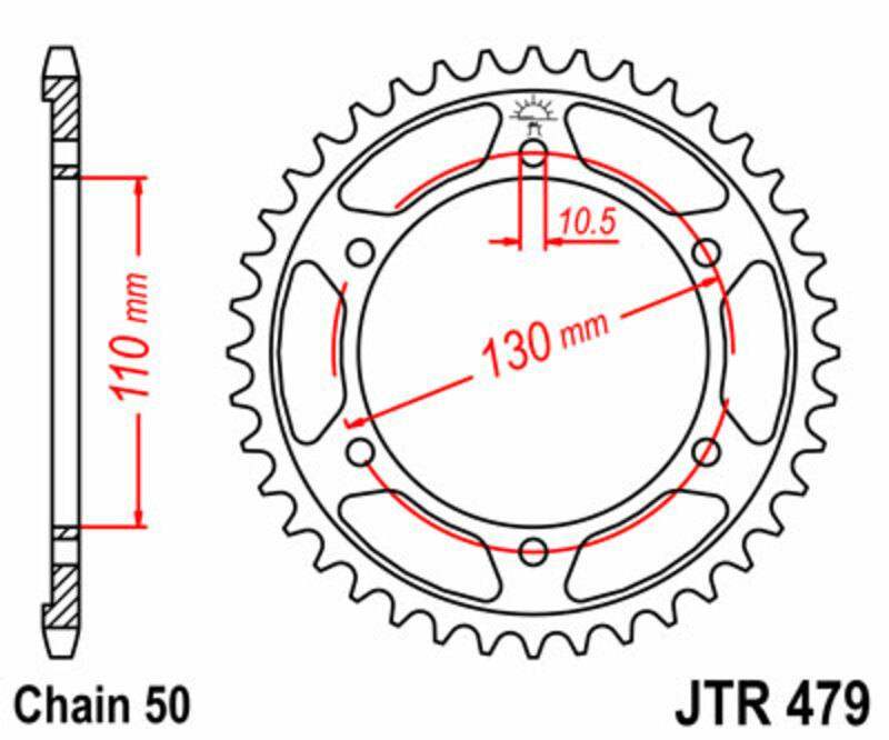 Corona JT SPROCKETS acero estándar 479 - Paso 530