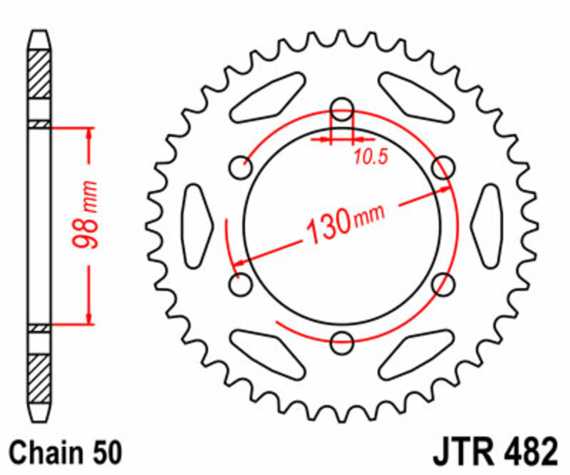 Corona JT SPROCKETS acero estándar 482 - Paso 530