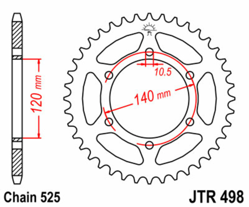 Corona JT 498 de acero con 40 dientes