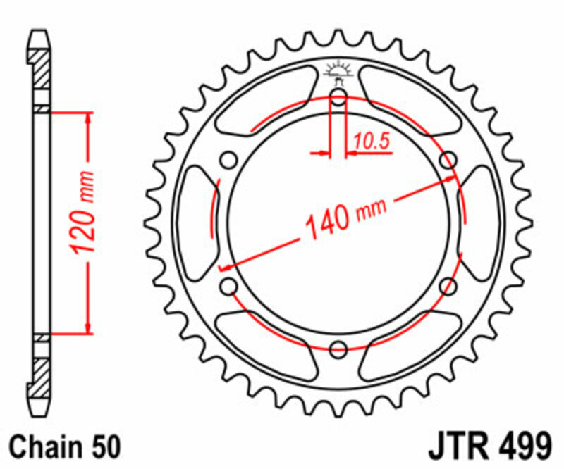 Corona JT SPROCKETS acero estándar 499 - Paso 530
