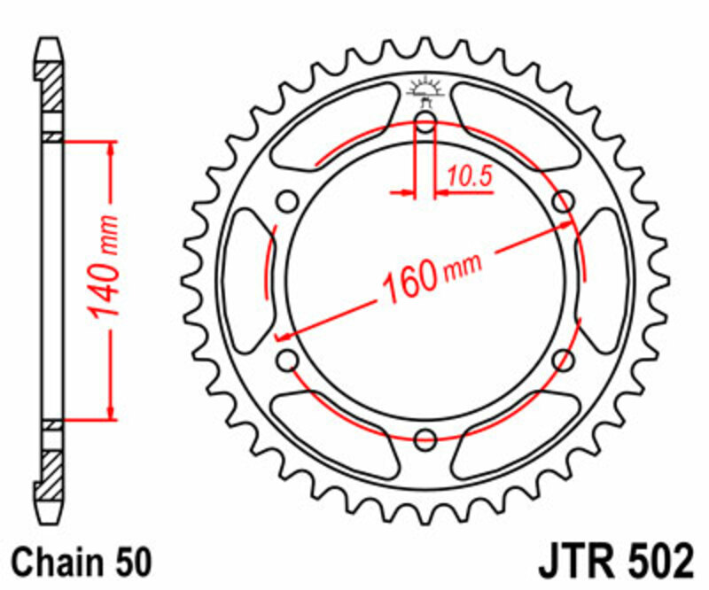 Corona JT SPROCKETS acero estándar 502 - Paso 530