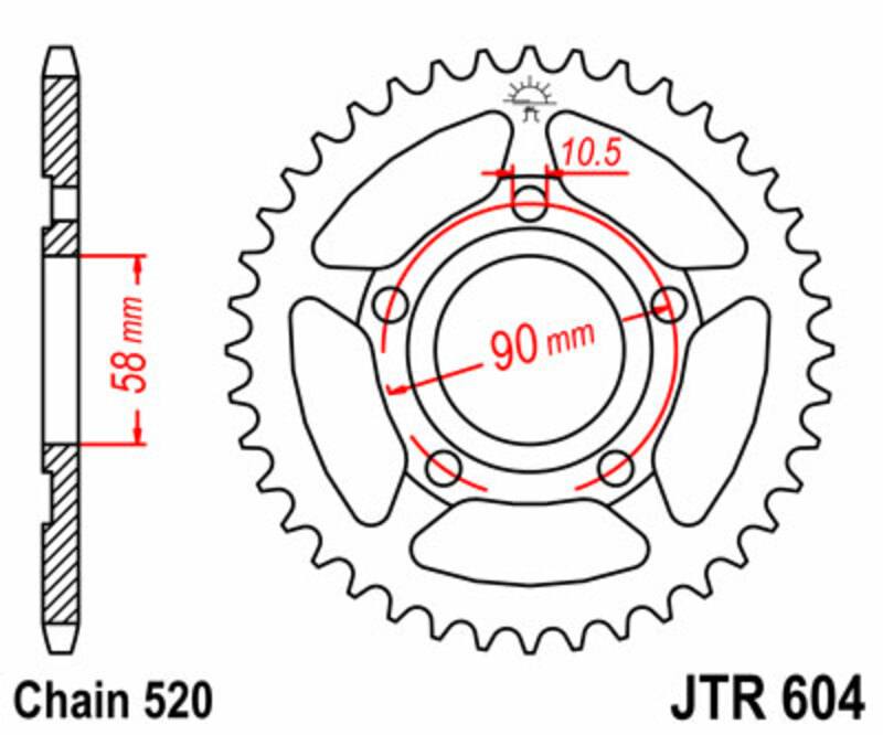 Corona JT SPROCKETS acero estándar 604 - Paso 520