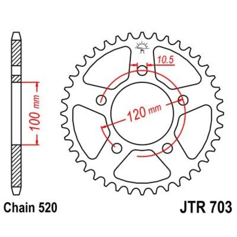 Corona JT 703 de acero con 47 dientes